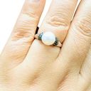 Black Diamond Womens 10k 10KT White Gold Round Pearl with  Ring Sz 6.75 Photo 0