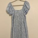 Urban Outfitters Tie-Front Puff Sleeve Midi Dress Light Blue Floral Photo 3