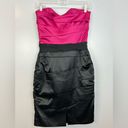 White House | Black Market WHBM Pink/Black Satin Strapless Rhinestone Bodycon Pencil Dress Size 4 Photo 6