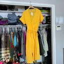 Marine layer Valencia gold yellow shirt sleeve midi wrap sundress M Photo 5