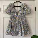 Agua Bendita Agua by  Flor La Fania Lila Size XS Floral Mini Dress Puff Sleeve Photo 10