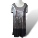 Free People  Drenched in Sequins Mini Dress Gunmetal Metallic Ombre Small Club Photo 7