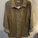 kim rogers  Button Down Convertible Sleeves Shirt Women's Size XXL Tan Dots NEW Photo 0