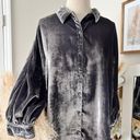 Pilcro Anthropologie Orsay Velvet Buttondown Grey Silver Boho Blouse Size M/L Photo 7