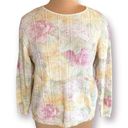 Vintage Carly Blake Sweater Rose Flower Detail Pink Light Yellow Knit Scoopneck Size M Photo 8