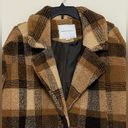 American Eagle  Outfitters Plaid Teddy Full Coat Oversize Brown Tan Lined Size L Photo 2