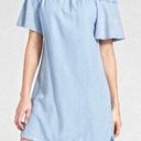 Athleta  Riviera Off the Shoulder Embroidered Sleeve Chambray Dress - size Medium Photo 0