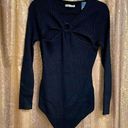 Abercrombie & Fitch  black o-ring cutout ribbed long sleeve sweater bodysuit, XL Photo 0