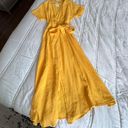 Marine layer Valencia gold yellow shirt sleeve midi wrap sundress M Photo 6