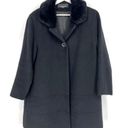 Jones New York  Collection Angora Wool Fur Collar Coat Black 10 Photo 10