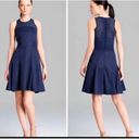 Rebecca Taylor  DRESS NAVY FIT & FLARE LAZER CUTOUT LINED SZ 4 EUC CLEAN CRISP Photo 2