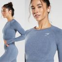 Gymshark  Vital Seamless 2.0 Cropped Top Longsleeve in Evening Blue Marl Size S Photo 2