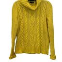 Krass&co LRL Lauren Jeans . Bright Yellow Chunky Cable Knit Turtleneck Sweater Sz Sm Photo 0