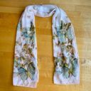 Ecru Butterfly Print Sheer, Lightweight Scarf, Ivory, Cream, , Colorful Photo 9