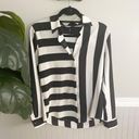 DKNY Women’s  Mixed Striped Button Down Shirt Black White Size XS Photo 0