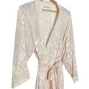 Oscar de la Renta  Vintage Pink Coquette Bow Long Satin Robe Photo 1