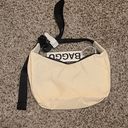 Baggu  NWT Small Nylon Crescent Ivory Black Shoulder Bag Casual Everyday Logo Photo 1