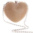 Vintage Gold Heart Shaped Evening Bag W/ Faux Rhinestone Clasp Photo 4