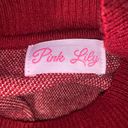 Pink Lily Womens Sweater Size Small burgundy Striped Mock Neck Poncho Pullover Photo 10