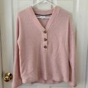 J.Jill  Pink Waffle Knit Henley Pullover V-neck Sweater Photo 0