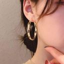 14K Gold Plated CZ Diamond Gold Hoop Earrings for Women Photo 3