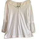 BCBGMAXAZRIA  White smocked neck 100% cotton top. Size Large. Photo 3