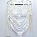 White Birch NEW  Cream Sheer Floral Lace Bustier Corset Bodice Bodysuit Photo 1