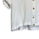 Sim & Sam  Cropped Button Up Blouse Womens XL White Rayon Minimalist Neutral Boho Photo 8