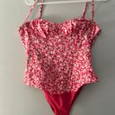 Zara Pink Floral Corset Bodysuit Size L Photo 0