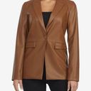 Laundry by Shelli Segal  Women's Brown Faux Leather Blazer Jacket S Photo 0