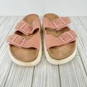 Birkenstock Papillio Arizona pink suede leather chunky platform sandals size 8 Photo 1