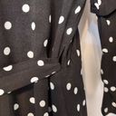 LULU’S BLACK AND WHITE POLK DOT TIERED RUFFLE 3/4 SLEEVE MIDI TIE WRAP DRESS Photo 5