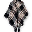 Apt. 9 Black and Tan Two Button Cold Weather Poncho Blanket Shawl One Size Soft Cozy Photo 0