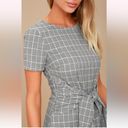 Lulus  black & white micro‎ plaid short sleeve mini dress w/ front back wrap tie Photo 2