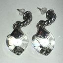 Brighton  Vintage Silver Tone Clear CZ Heart Boho Pierced Earrings Photo 3