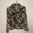 J.Jill  Black Floral Wrap Front Blouse Size XS Photo 8