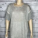 Terra & Sky  NWT Plus 1X (16W-18W) Gray Stripe Ruffle Sleeve Rayon Knit Top Shirt Photo 1