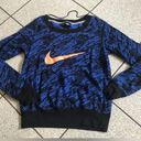 Nike  Graphic Lettering Logo Pullover Cotton Fleece Sweatshirt in Blue Size Small Photo 0