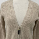 Michael Kors Michael  Cashmere Cardigan Zip Front V Neck Pockets Beige Womens XS Photo 2