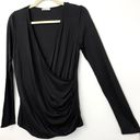 LA Made New  Maternity Long Sleeve V-Neck Wrap Top Knit Jersey Black Photo 3