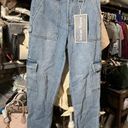 indigo. Rising Elastic waist multi pockets & buckle 100% cotton jeans Photo 0