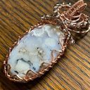 Dendritic Opal smoky quartz wire wrap wrapped pendant copper handmade artisan Orange Photo 0