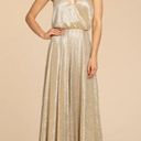 Hayley Paige Occasions  Women's Gold Metallic Bridesmaid Gown Dress Size 10, 5953 Photo 2