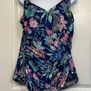 Maxine of Hollywood Women's Plus Size  Shirred Swimsuit Navy Blue Floral Size 18 Photo 2