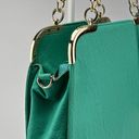 Lux teal hard bottom and side shoulder bag gold accent Photo 5