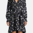 Joie  black floral long sleeve faux wrap ruffle smocked cuff dress Photo 0