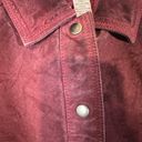 Chico's  Red Maroon Leather Suede Collared Button Front Jacket Women Sz 2 Sz M Photo 5