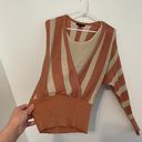 BCBGMAXAZRIA  Pink Gold Tan Striped Metallic Layered Y2K Faux Wrap Surplice Top S Photo 4