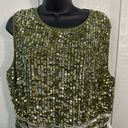 Mac Duggal  Olive Green Sequined High Neck Sleeveless Column Gown Size 16 NWT Photo 6