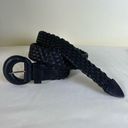 Buckle Black Vintage 80s 90s Braided Leather Belt Woven Wide  Waist Belt Size M/L Photo 5